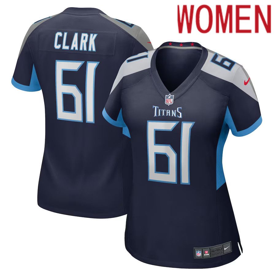 Women Tennessee Titans #61 Le Raven Clark Nike Navy Home Game Player NFL Jersey
